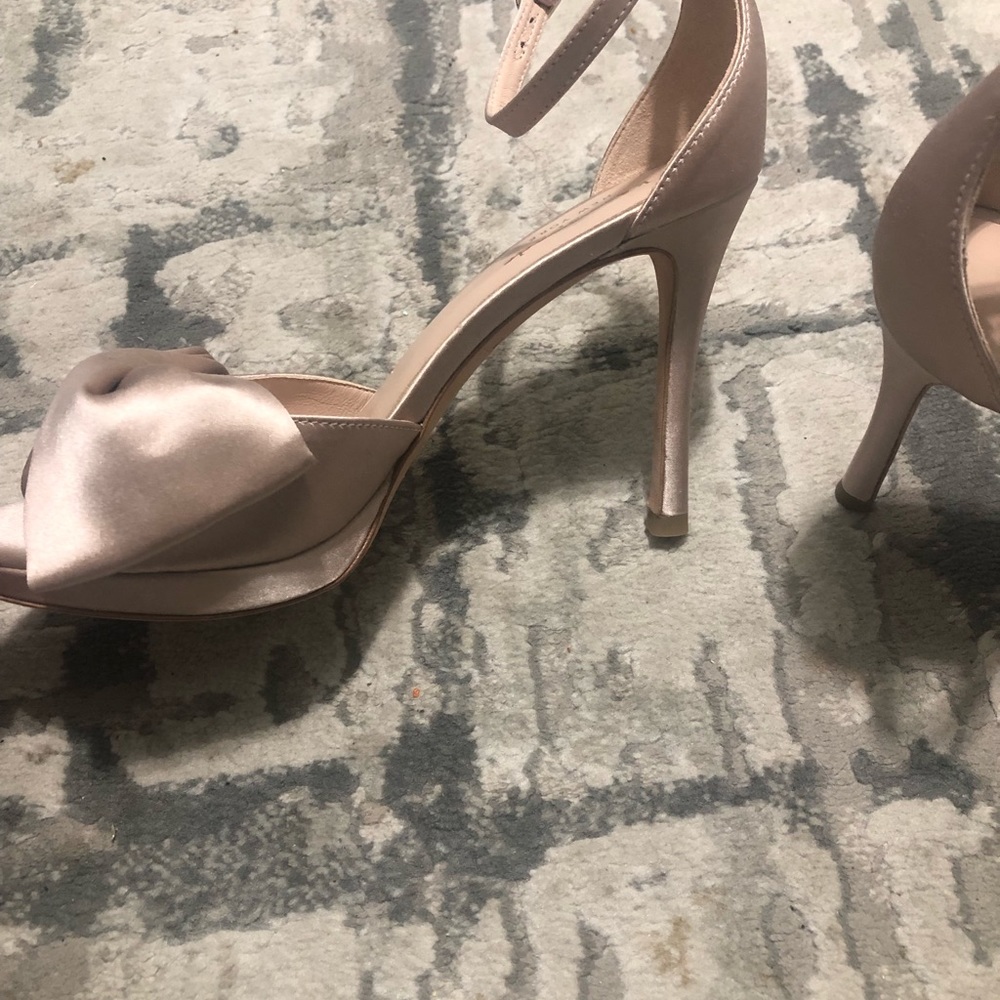 kate spade Satin Bow Ankle Strap Heels in Blush - Picture 3 of 8